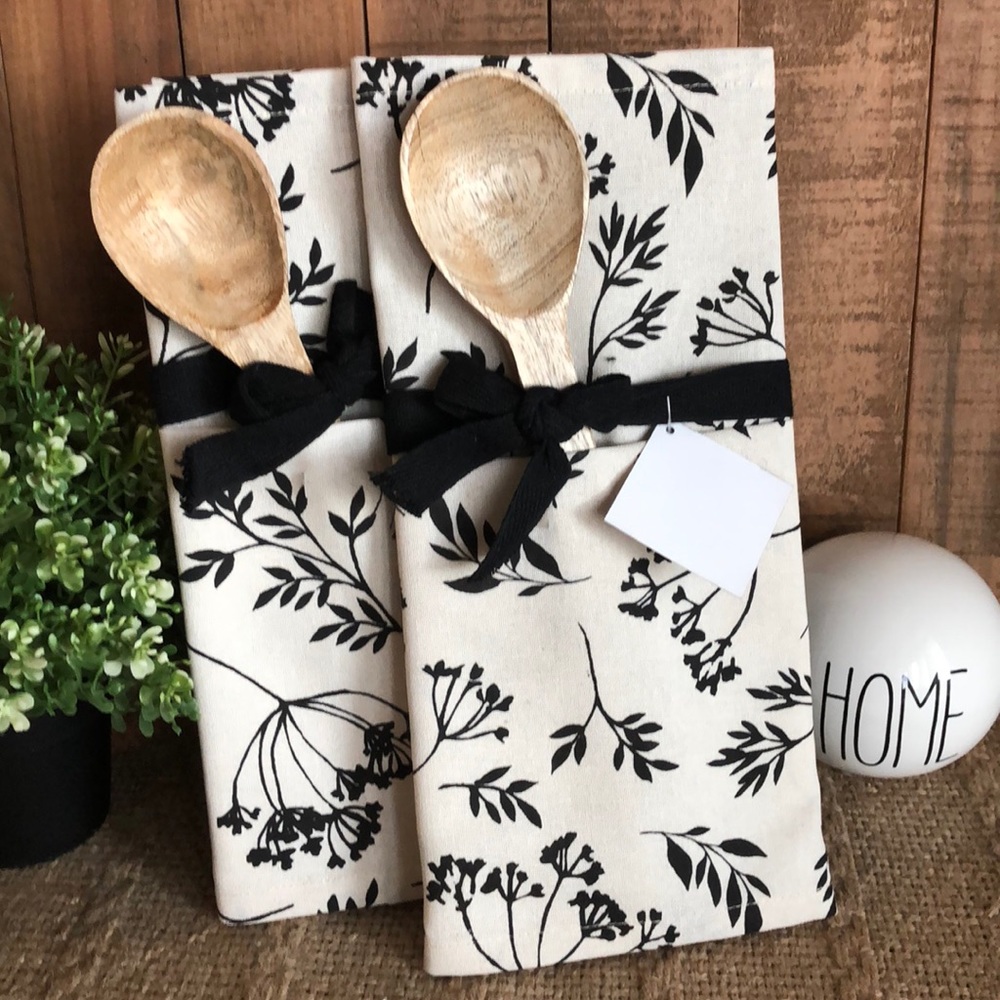 Let’s Stay Home Tea Towel and Wood Spoon Set